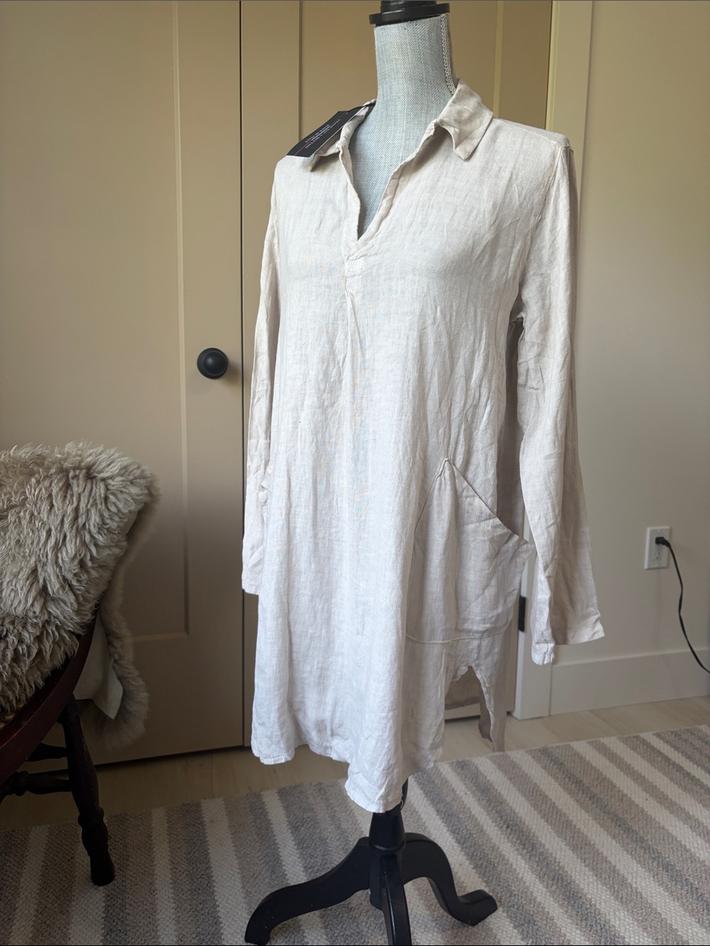 Francesca Bettini 100% linen tunic blouse, or bathing suit cover NWT